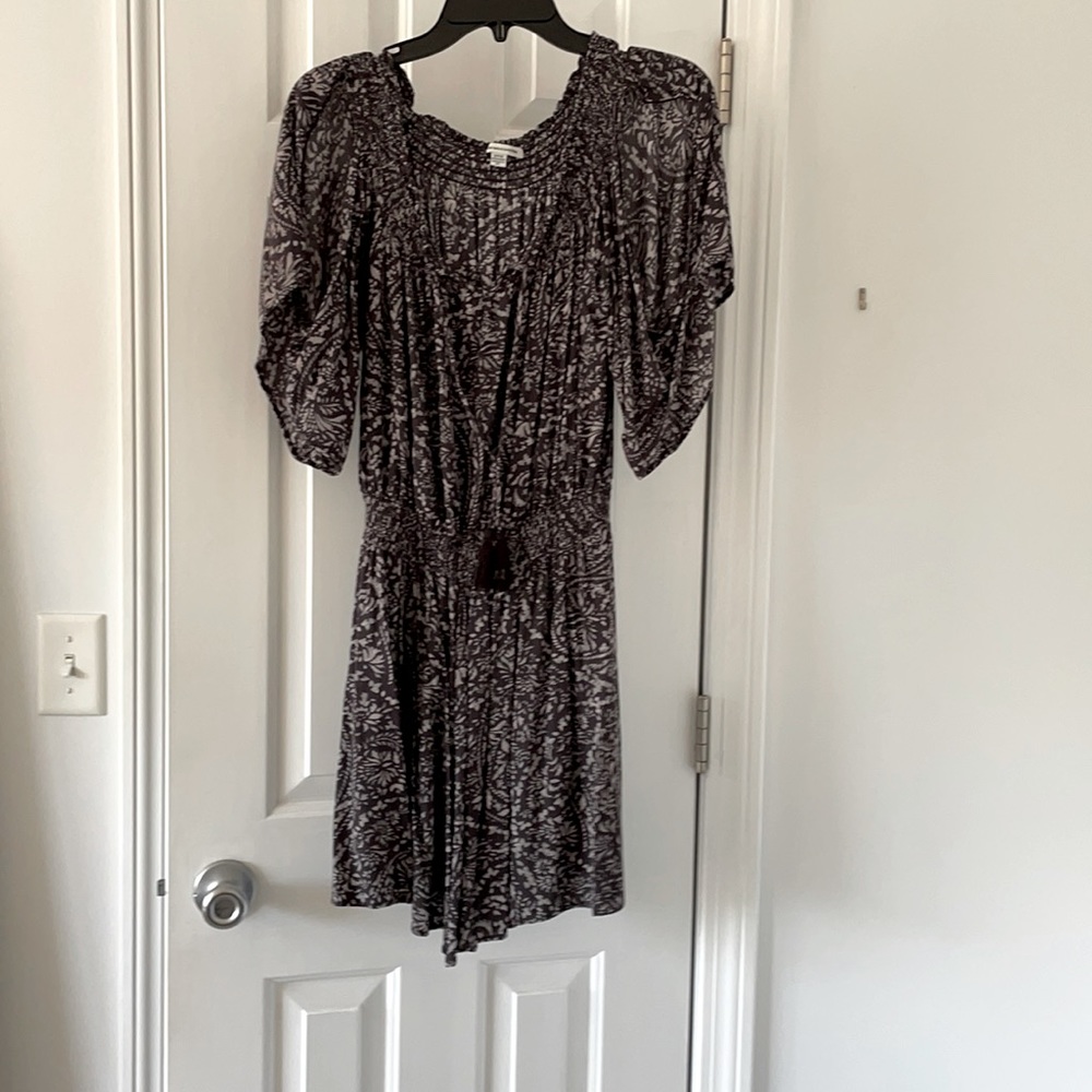 American Eagle outfitters purple gray floral slit sleeve mini dress size Small